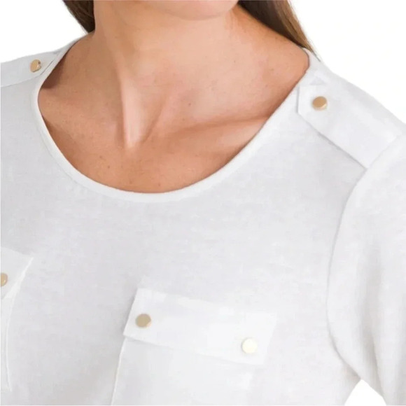 CHICOS White Linen Top - Picture 3 of 8